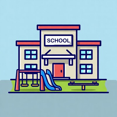Cartoon School with Playground