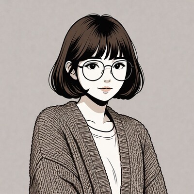 Anime girl with glasses and bob haircut