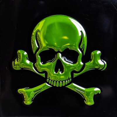 Shiny Green Skull and Crossbones