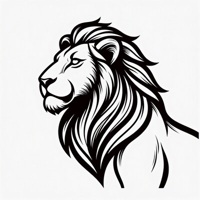 Lion head profile illustration
