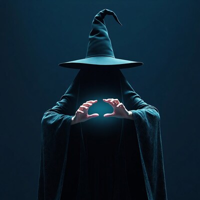 Wizard casting spell with glowing hands