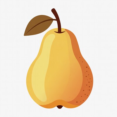 Cartoon Yellow Pear with Leaf