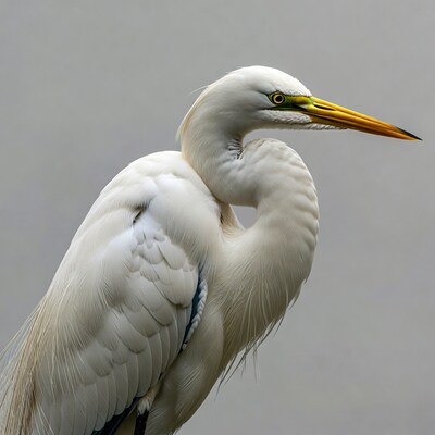 Great Egret with yellow beak