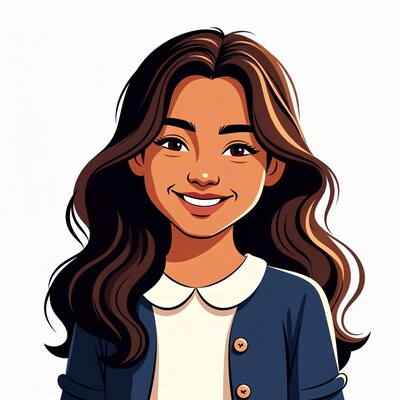 Smiling Asian girl illustration