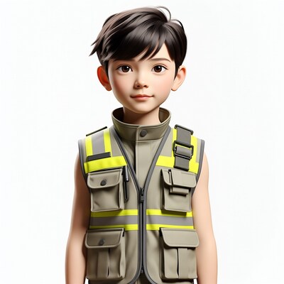 Asian boy in safety vest