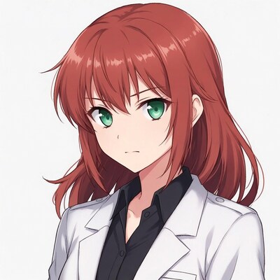 Anime girl in white lab coat