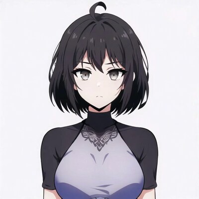 Anime girl with black bob haircut