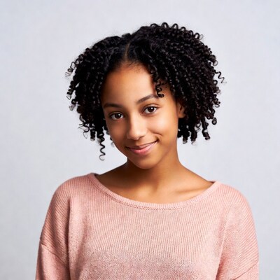 Smiling African-American girl with curly hair