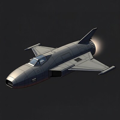 Futuristic Spaceship with Thruster Glow
