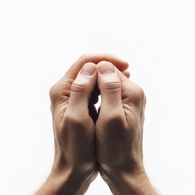 Clasped hands in prayer pose