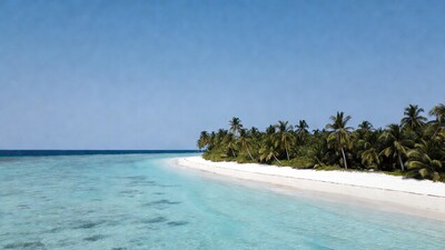 Tropical beach with palm trees
