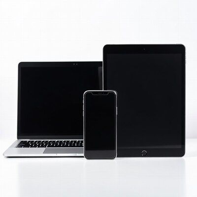 Laptop Tablet Smartphone on White Table
