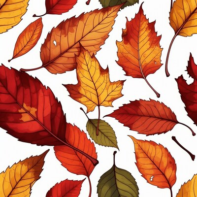 Fall Leaves Seamless Pattern