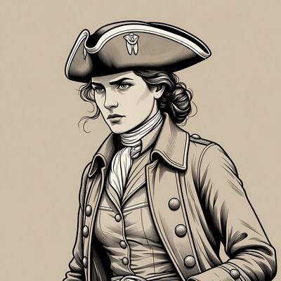 Woman in tricorn hat uniform