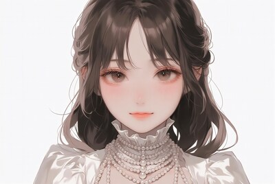 Anime girl with pearl necklace