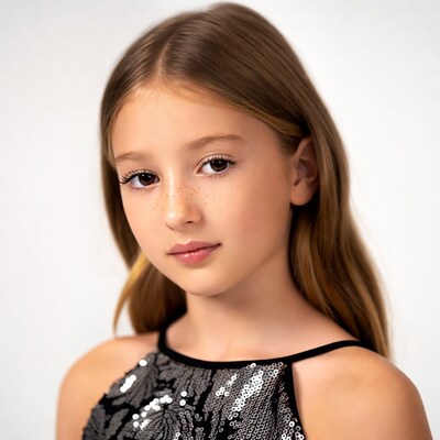 Girl in sequin dress portrait