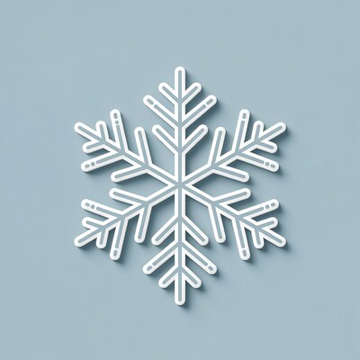 3D White Snowflakes on Blue Background