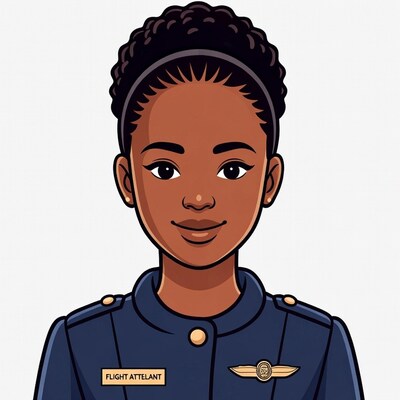 African-American flight attendant illustration