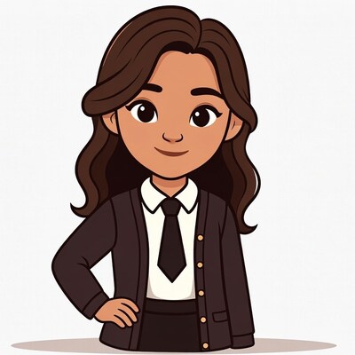 Cartoon Asian woman in suit