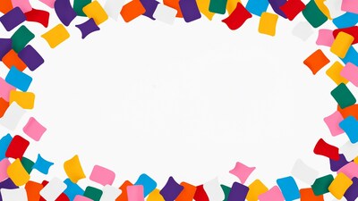 Colorful confetti border on white