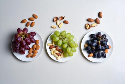 Red Green Blue Grapes with Nuts