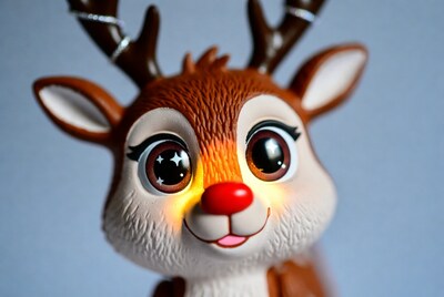 Rudolph Reindeer Toy with Glowing Red Nose