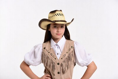 Girl in cowboy hat and vest