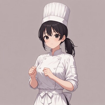 Anime girl in chef uniform