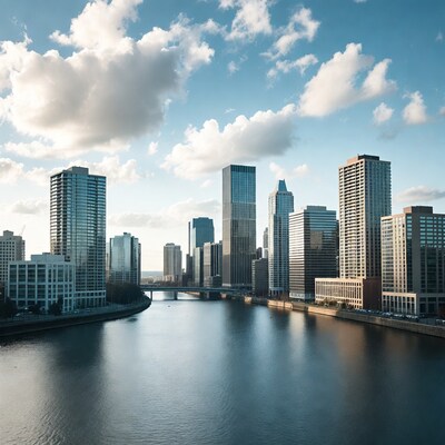 Chicago River with Skyscrapers