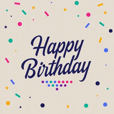 Happy Birthday illustration with confetti