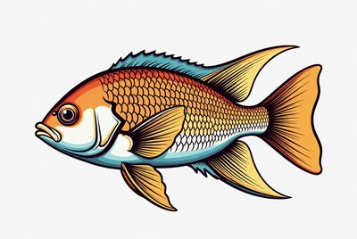 Colorful Orange Parrotfish Illustration