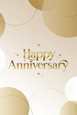 Happy Anniversary Gold Text Card