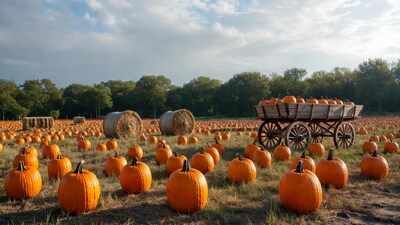 Pumpkin Patch with Hay Wagon