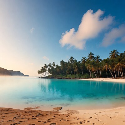 Tropical beach with turquoise lagoon
