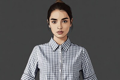 Woman in checkered shirt illustration