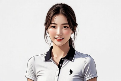 Asian woman in Polo shirt smiling