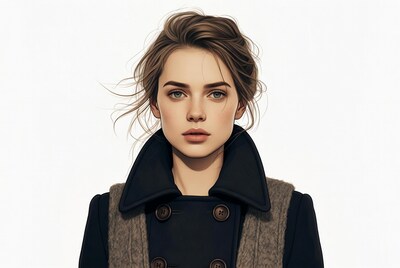 Woman in wool coat portrait