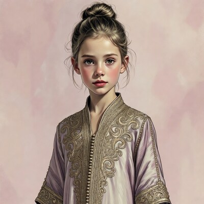 Girl in embroidered purple robe