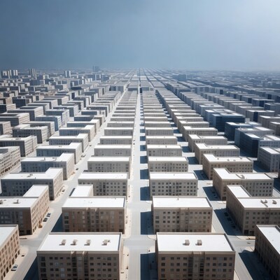 Aerial View of Grid Housing Complex