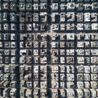 Aerial View of City Rooftops