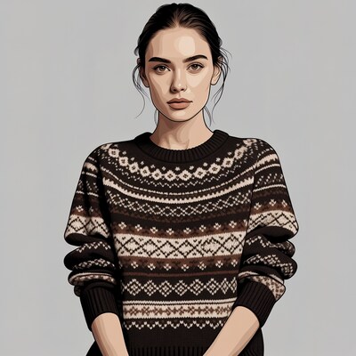 Woman in Nordic sweater illustration