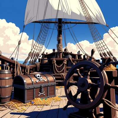 Pirate Ship Treasure Chest Coins