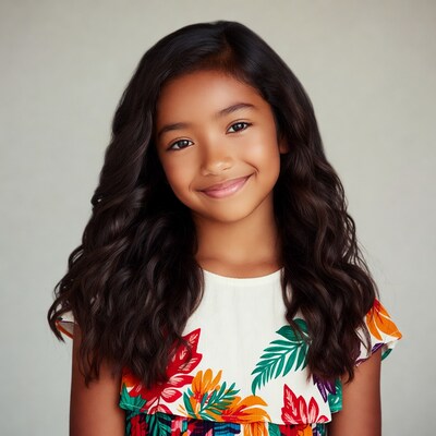 Smiling Asian girl in floral dress
