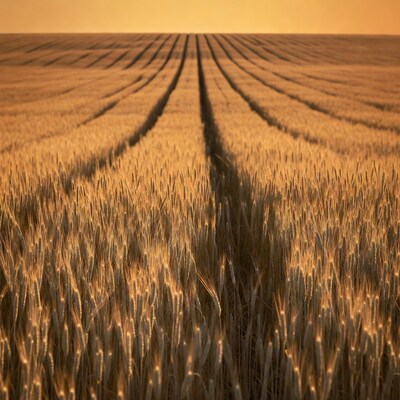 Golden Wheat Field Rows at Sunset