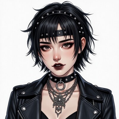 Goth girl with leather jacket