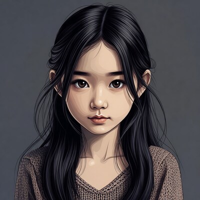 Asian girl with long black hair