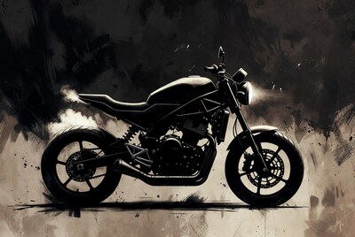 Black Silhouette Motorcycle with Exhaust Smoke