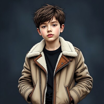 Boy in fur collar jacket