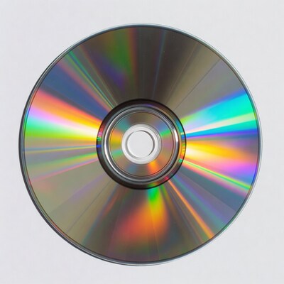 Shiny CD Disc on White Background