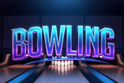 Neon Bowling Text Pins Lane